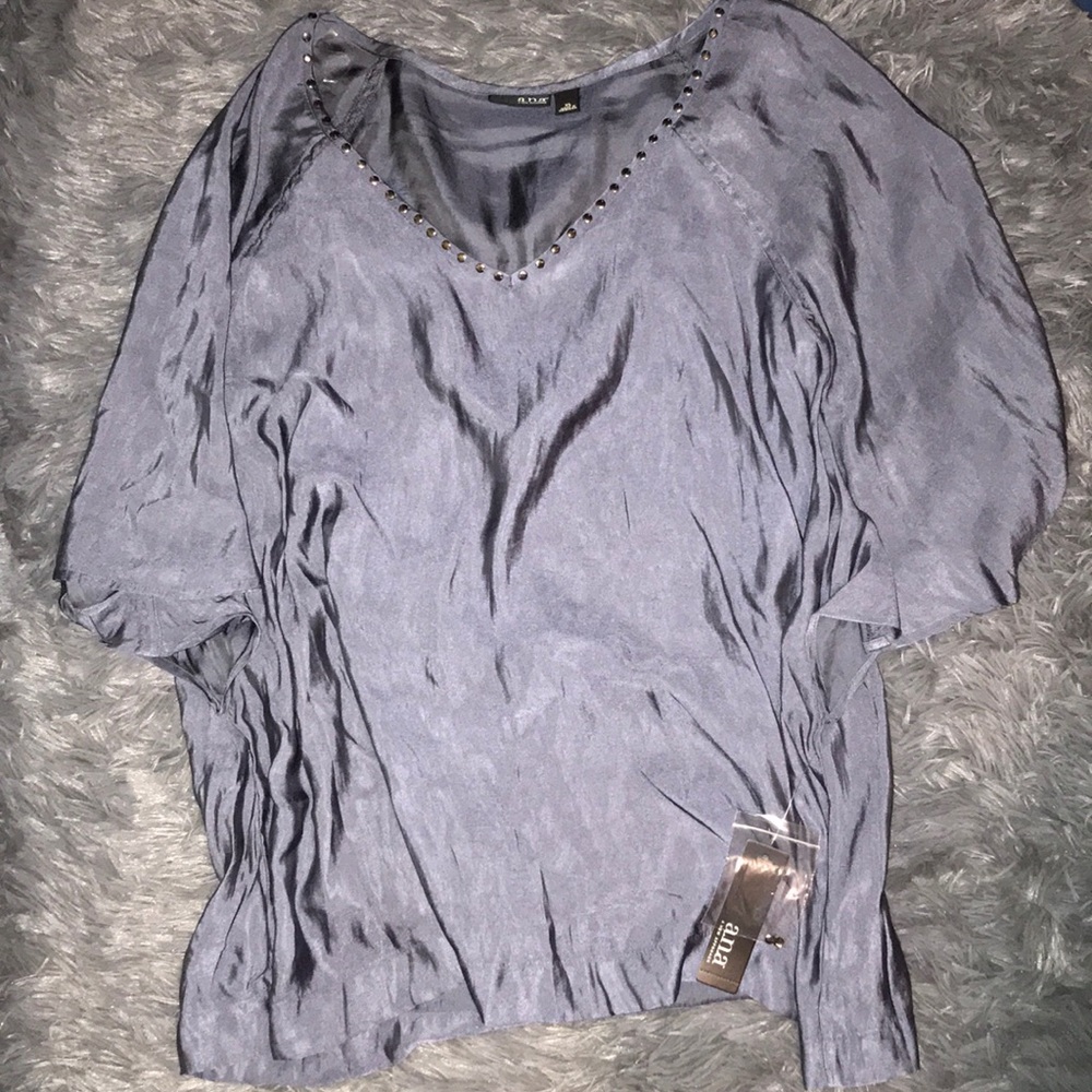 Blue silk blouse with tags